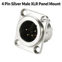 Connecteur XLR 4 broches mâle/femelle sur panneau, boîtier noir, broches plaquées or, bride de type D pour projecteur à tête mobile
