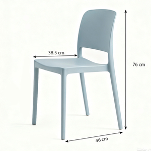 Modern Light Blue <b>Plastic</b> <b>Dining</b> <b>Chair</b> with Hollow Back Design Stackable for Home Use - Product Image 4