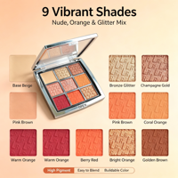Palette de fards à paupières 9 couleurs, haute pigmentation, longue tenue, imperméable, 500 pièces, étiquette privée, logo personnalisé