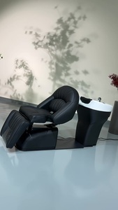 Lavabo de cerámica Marco de acero inoxidable Silla <span class=keywords><strong>para</strong></span> <span class=keywords><strong>lavar</strong></span> el <span class=keywords><strong>cabello</strong></span> con reposapiés ajustable Silla de champú de salón <span class=keywords><strong>portátil</strong></span> y fregadero - Product Image 3