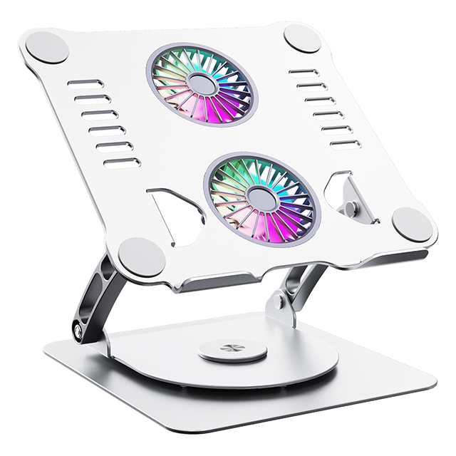 360-Degree Rotating RGB Gaming Laptop Cooler Adjustable Aluminum Foldable Laptop Cooling Pad Stock Product
