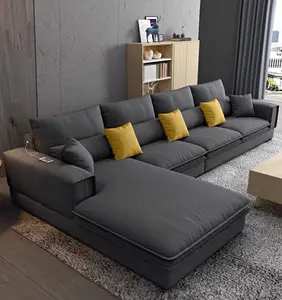 2021 large space high quality grey black white color L shape living room sofa set