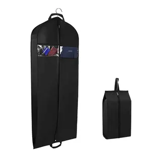 High Quality Non Woven Garment Bag Foldable Hanging Clothes Cover Travel Garment Suit Bag With Custom Logo