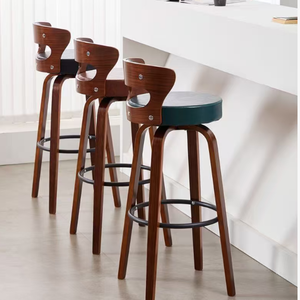 Tabourets <span class=keywords><strong>de</strong></span> <span class=keywords><strong>bar</strong></span> contemporains en bois massif, style nordique moderne et minimaliste, personnalisables, pour hôtels et chambres, luxe léger - Product Image 3