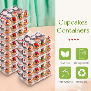 Vente en gros de contenants en plastique jetables pour animaux de compagnie, boîtes à muffins miniatures à 6, 12 ou 24 compartiments, barquettes d'emballage avec couvercle transparent - Product Image 2