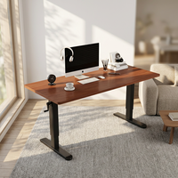 Bureau Ergonomique Moderne Multi-Usages à Hauteur Réglable pour Bureau/Étude à Domicile, en Bois Durable, avec Manivelle Manuelle, pour Position Assise ou Debout