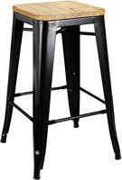 Tabourets de bar en métal DISHIM de 30 pouces, hauteur comptoir, avec siège en bois, durables, empilables, pour salle à manger et salon, intérieur et extérieur