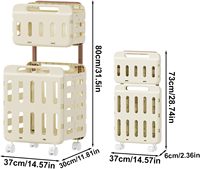 Panier à linge pliable WANUO à 2 niveaux, respirant, anti-moisissure, écologique, durable, en plastique, avec barre de traction pour vêtements de salle de bain