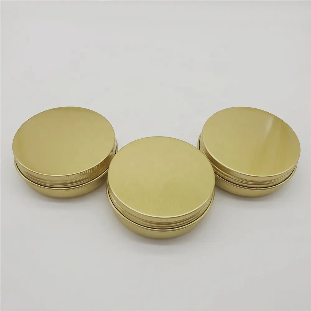 2 OZ 60ML Gold Aluminum Tin with Screw Top Lid Beard Cream Storage Metal Aluminum Container Box In Gold Color