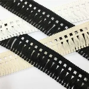 Customized Long Cotton Tassel Fringe 100% Cotton Wholesale Decorative 40mm Lace Fringe Tassel 50 Yards Per Opp Bag 1000 Yard