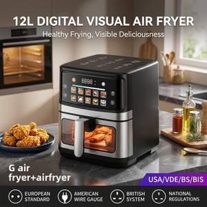 Nouvelle <span class=keywords><strong>friteuse</strong></span> à air carrée moderne 12L grande capacité, écran tactile couleur, mémoire de coupure de courant, acier inoxydable, multifonction 1400W - Product Image 3