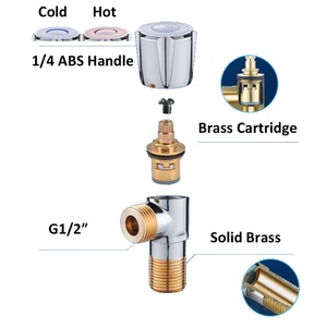 Hot and Cold <b>Ball</b> Valve for Kitchen, Bathroom and Pipeline, 1/2" Brass Angle Stop Valve, 1/4 Turn Shut Off Valve - Product Image 5