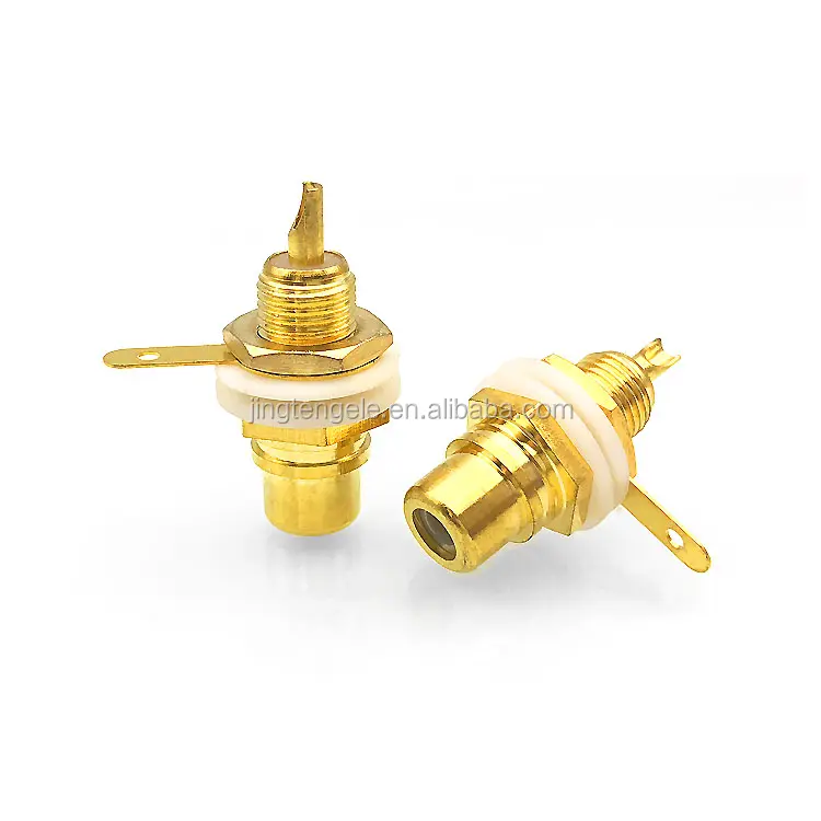 Jingteng Panel Mount Gold Plated RCA Female plug Jack Audio Socket Amplifier Chassis Phono Connector with nut soldering