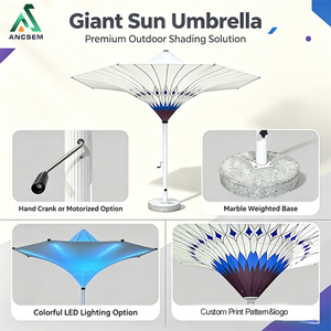 Parasol de patio géant de luxe ANCSEM, 8 baleines, structure en alliage, <span class=keywords><strong>tissu</strong></span> polyester, éclairage LED, protection UV, grande auvent d'extérieur - Product Image 5