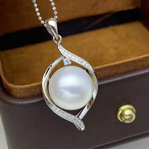 FEIRUN Neueste Trends 12mm Knopf Anhänger 925 Silber Natural Seed Choker Süßwasser Perlenkette - Product Image 1