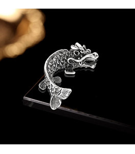 ドラゴンゲートを飛び越える古代金魚ブローチフォーチュンフィッシュ古代シルバーヴィンテージメタルピン衣類アクセサリーブローチ - Product Image 6