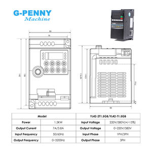 Moteur de broche refroidi par eau G-penny 1,5 kW ER16 D80, onduleur 1,5 kW <span class=keywords><strong>FL</strong></span> YL42, support 80 mm, pompe à eau 75 W pour machine de fraisage CNC - Product Image 3