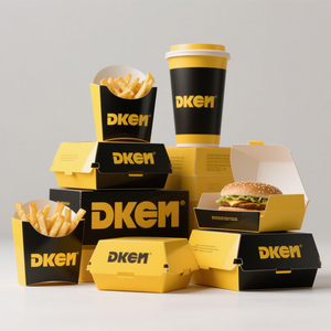 Caja de Papel Personalizada para Alimentos, Caja de Cartón Plegable para Papas Fritas, <span class=keywords><strong>Pollo</strong></span>, Hamburguesas, Caja para Llevar con Logotipo Impreso - Product Image 3
