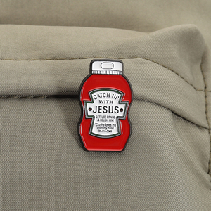 Pin de Esmalte con Diseño de Ketchup de Jesús, Divertido Broche Cristiano, Insignia para Mochila o Solapa, Joyería, Regalo, Venta al por Mayor - Product Image 3
