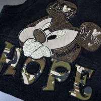 6940/FANMAJIALIE Nouveau design Gilet à capuche noir style grunge avec patch Teddy et imprimé lettres 'Hope' Haut décontracté pour le quotidien et la mode urbaine