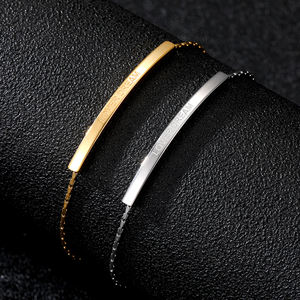 Pulseras de Cadena Personalizadas de Acero Inoxidable con Baño de Oro KISSWIFE, Pulsera de Barra Lisa con <span class=keywords><strong>Nombre</strong></span> Grabado para Enamorados - Product Image 4