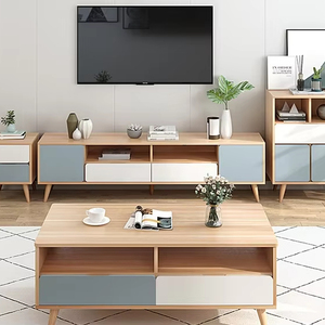 Fashion Forward Melamine Home Hotel Furniture Set <strong>Brown</strong> Wooden Coffee Table Meuble <strong>TV</strong> <strong>Unit</strong> for Living Room - Product Image 1