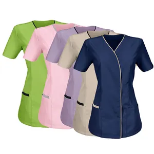 Custom Logo Slim Fit Color Block Beauty Salon Wear Scrubs Spa Uniform Women Cheap Womens Uniforms