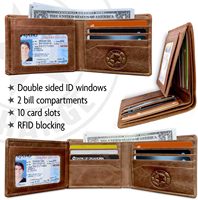 Dompet Kulit PU Pria Model Biker dengan Rantai, Anti-RFID, Motif Bendera Amerika, Merek Mewah, dengan 10 Slot Kartu