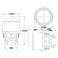 Projecteur de brouillard LED de haute qualité 3 pouces F30 106W IP68 étanche 3 couleurs, lentille de projecteur laser Bi-LED
