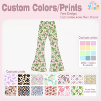 Pantalon évasé imprimé cactus pour enfants, style bohème, coupe cloche, en maille douce extensible, décontracté, pour filles, style western