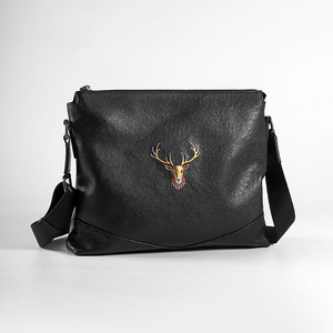 Sac messager en cuir véritable pour hommes, motif animalier noir, sac à bandoulière durable pour voyage d'affaires, été 2021 - Product Image 1