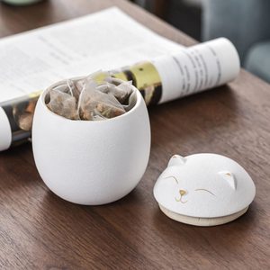Pot de conservation pour nourriture pour chat japonais porte-bonheur de 160 ml, en céramique, boîte à thé, boîte à épices avec couvercle - Product Image 6