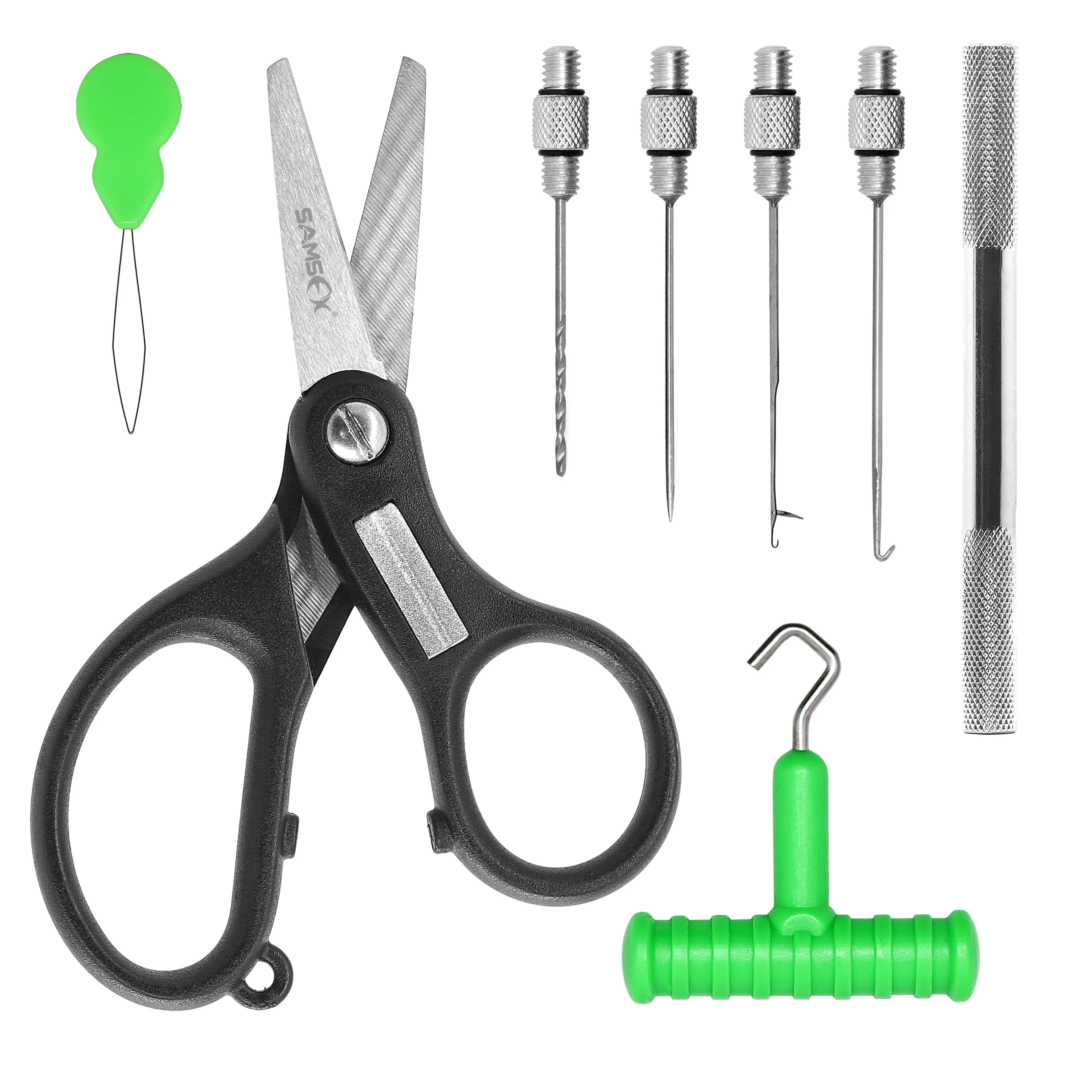 SAMSFX Carp Fishing Bait Hair Rigs Tool with Scissors Kit Combo Carp Fishing Tackle Baiting Needle