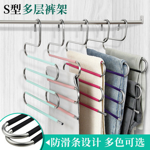 Cintre à pantalons en acier inoxydable, épaisseur 8 mm, multi-niveaux, crochet en S, organisateur de vêtements pour armoire - Product Image 5