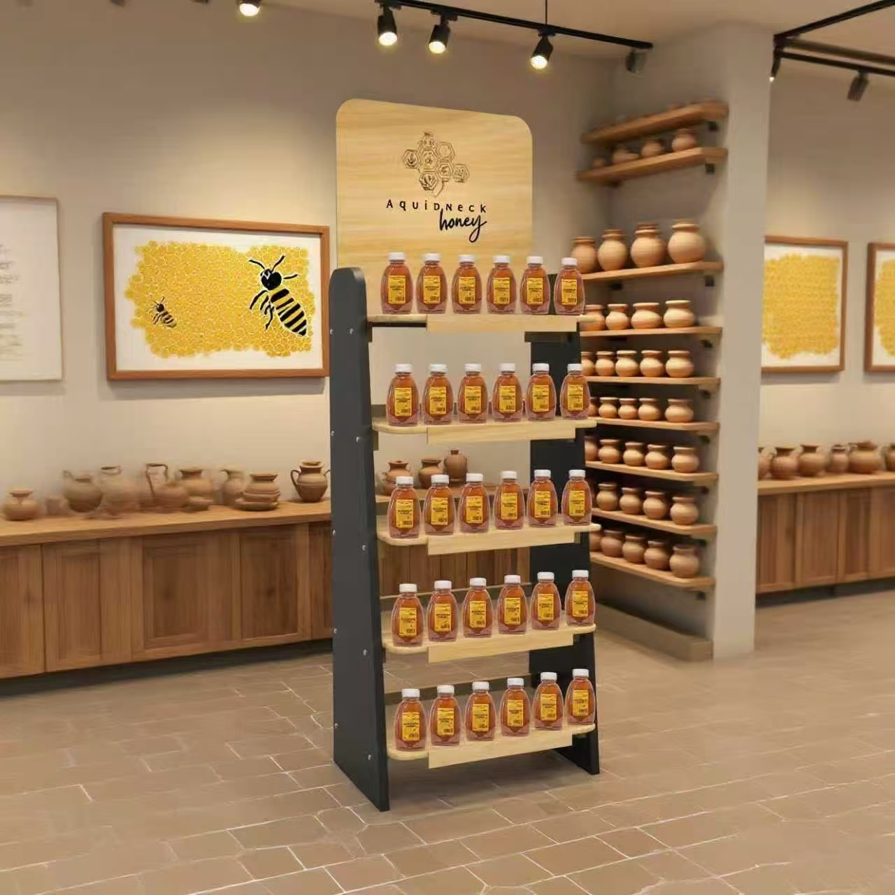 Apache Custom Wood 5-layer Honey Jar Display Racks for Honey Specialty Shop — view 5