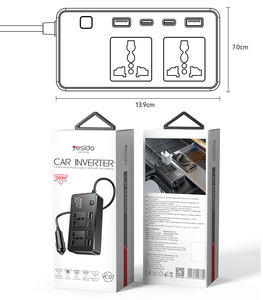 Yesido VC07 12V naar 200V onafhankelijke schakelaar meerdere beveiligingen USB QC3.0 + Type-C PD snelladen 200W auto-omvormer - Product Image 6