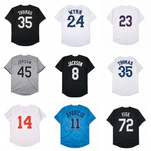 Maillots de baseball vintage pour hommes, style cousu, 2 Nellie Fox, 8 Joseph Jackson, 23 Robin Ventura, 35 Frank Thomas, 72 Carlton Fisk, tailles S-3XL - Product Image 1