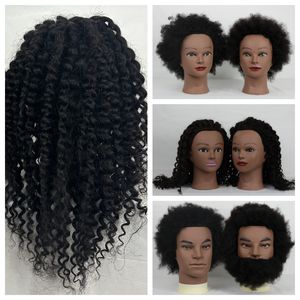 Tête de mannequin en cheveux humains naturels Remy pour la formation en <span class=keywords><strong>coiffure</strong></span>, la coupe de cheveux, le tressage, la pratique en salon, tête réglable, style Yaki - Product Image 6