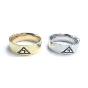 Albañil-anillo de acero inoxidable con grabado personalizado para hombre, albañil de 8MM, logotipo de triángulo masónico, joyería para hombre - Product Image 3