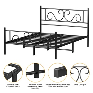 Khung giường bằng kim loại kích thước đầy đủ có đầu giường và chân giường, khung chịu lực cao với thanh đỡ bằng thép - Product Image 5