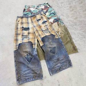 Jeans amples vintage sur mesure pour hommes, style designer, délavés et usés, avec rivets, haute qualité - Product Image 1