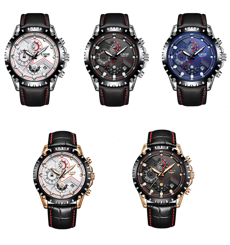 LIGE Fashion Mens Watches Top Brand Luxury Waterproof Military Chronograph Sport Quartz Wrist Watch Men Clock Male Reloj Hombre