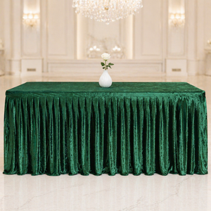 Premium Ruffled Velvet <b>Table</b> Skirt Stain Resistant Fitted Tablecloth For Fine Dining Restaurant And Corporate Gala - Product Image 1