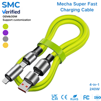 Câble Moleshi Mecha 4-en-1 à charge ultra-rapide 240W, silicone liquide, résistant à la flexion, noyau en alliage de zinc, OEM personnalisé, multi-protocoles