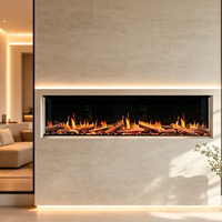 Cheminée électrique avec écran LCD et télécommande, 65"/75", foyer de luxe sous téléviseur avec écran LCD USB, décoration intérieure, foyer TV