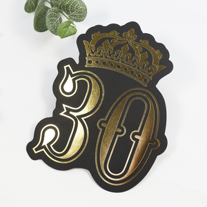 Vương Miện Hoàng Gia Thiết Kế Sinh Nhật Thứ 30 Đảng Đen Giấy Thẻ Menu Với Lá Vàng Tùy Chỉnh Thiệp Mời Đám Cưới - Product Image 5