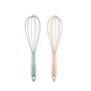 China Supplier in Stock Kitchen Baking Tool Mixer Beater Cooking Silicone Egg Whisk with Plastic Handle