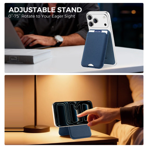 Nouveau porte-cartes magnétique pour <span class=keywords><strong>téléphone</strong></span>, portefeuille en tissu technique avec support réglable pour iPhone <span class=keywords><strong>Samsung</strong></span> Google Pixel, emballage avec logo personnalisé - Product Image 4