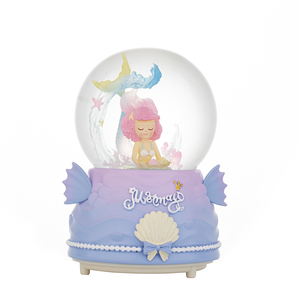 Boules à neige sirène boîte à musique enfants LED-Lit automatique effet de neige fée Style boule de verre décoration de noël cadeau résine - Product Image 6