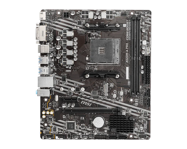 MSI A520M-A PRO AM4 Motherboard for AMD Ryzen 5000/4000G/3000 Series DDR4 M.2 PCIe 3.0 4K HDMI Micro ATX